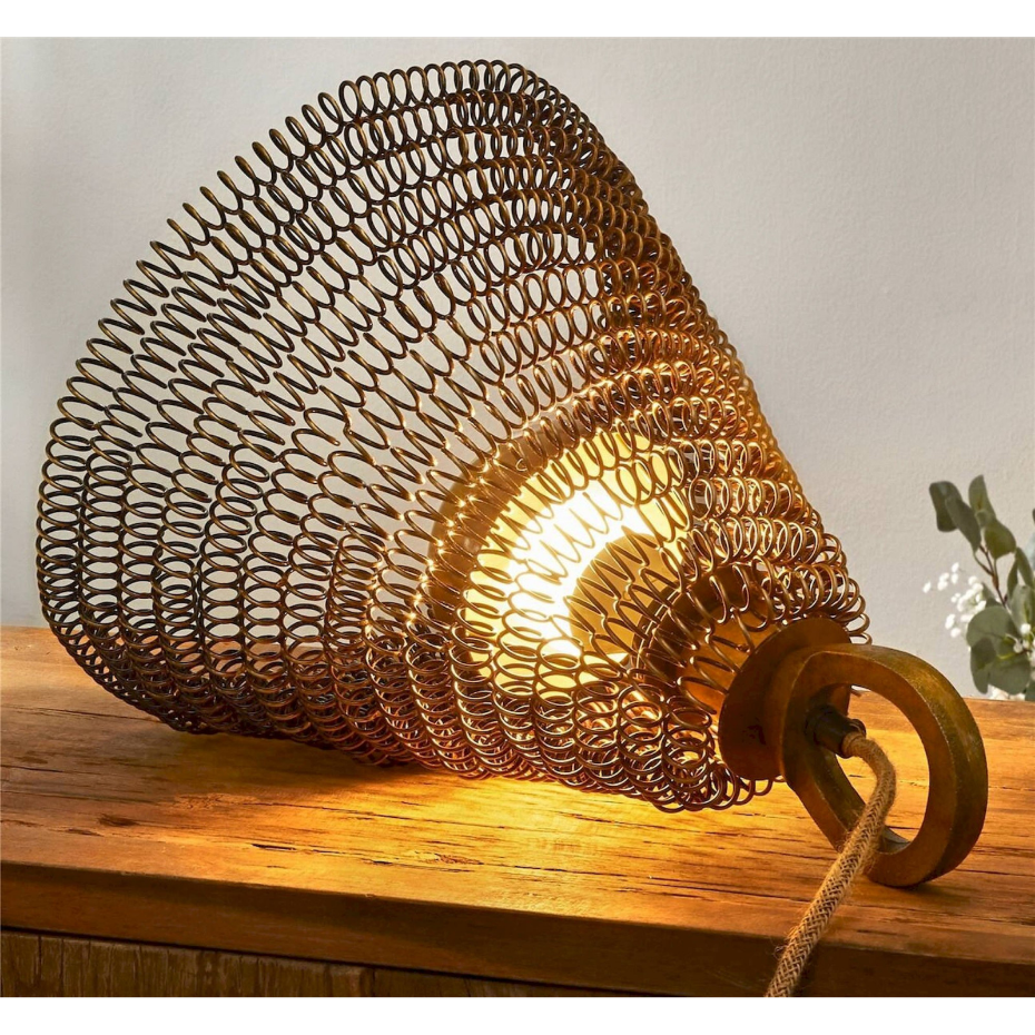 Lampe de salon spirale en métal finition  vieilli