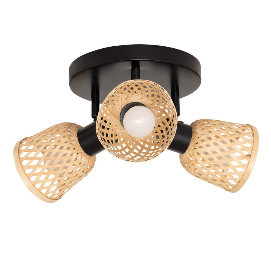 Plafonnier 3 spots orientables bambou LIO