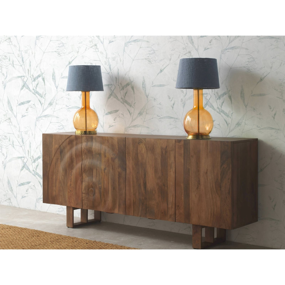 Lampe de table ronde en verre avec abat-jour coton