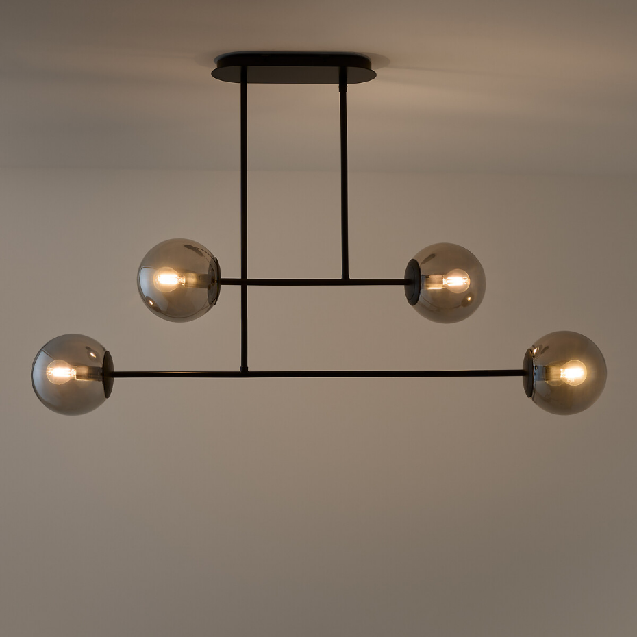 Suspension métal acier et verre fumé, Atea