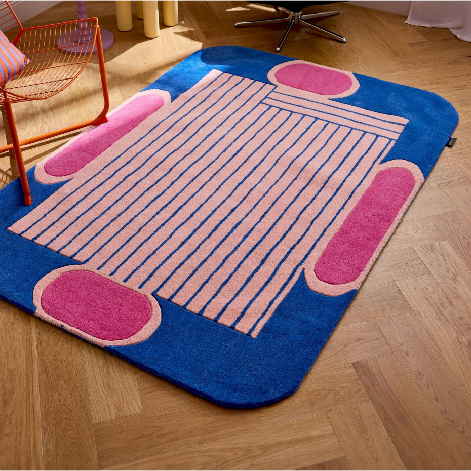 Tapis rectangulaire en laine et coton Nuage sucré