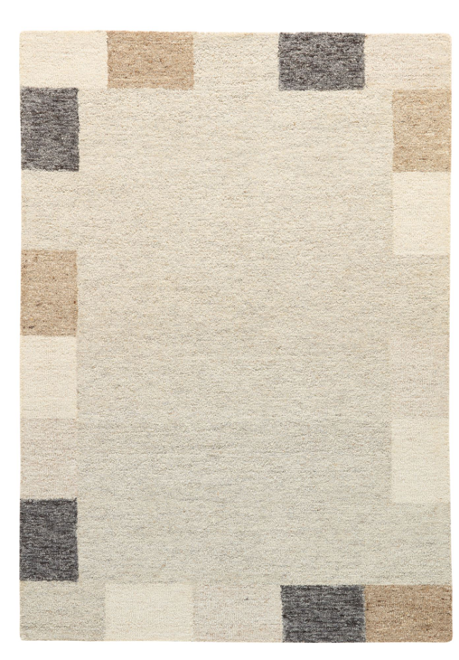 Tapis en laine tufté main aux couleurs douces et bordures