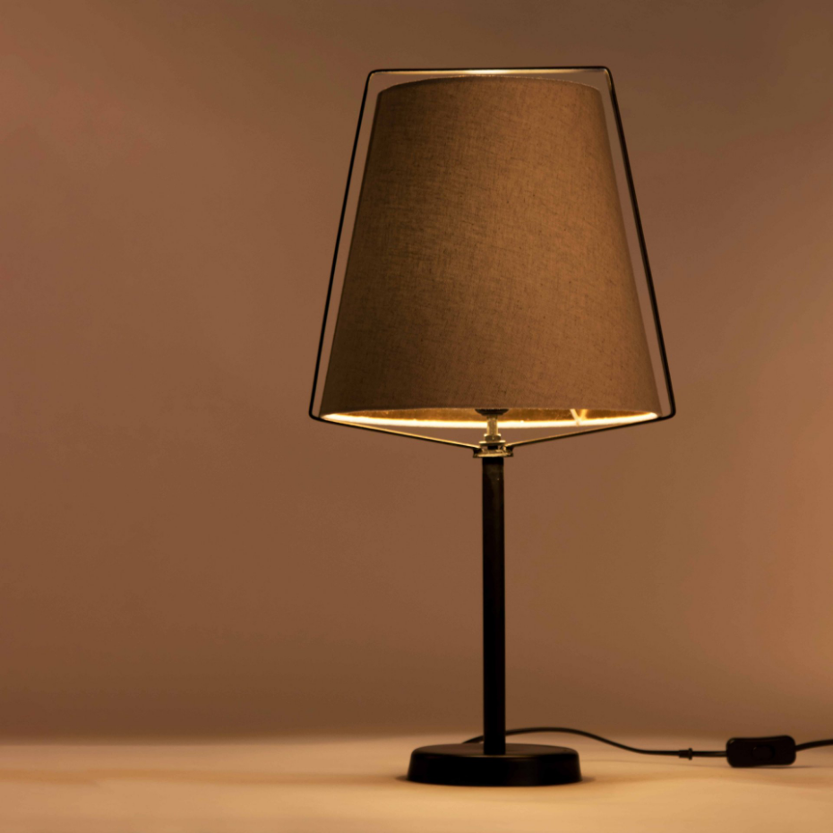 Lampe à poser en métal et lin, KONTUR