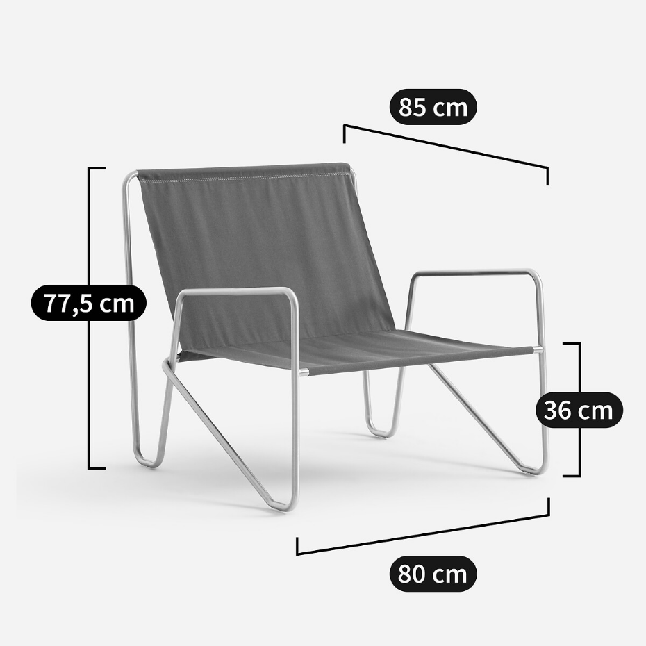 Fauteuil en coton-lin et métal acier, Nomad