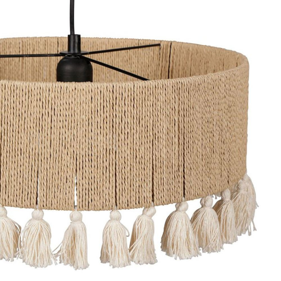 Suspension Cylindrique Métal Coton Charlotte Noire Beige