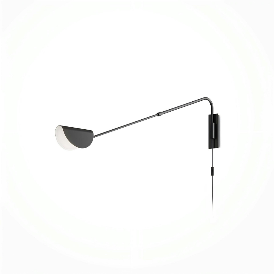 Applique murale noire – abat‑jour plié, bras orientable LENORE