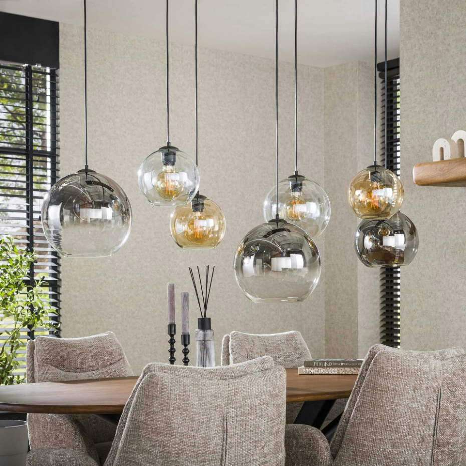 Suspension globe 7 lampes multicolores NOVA