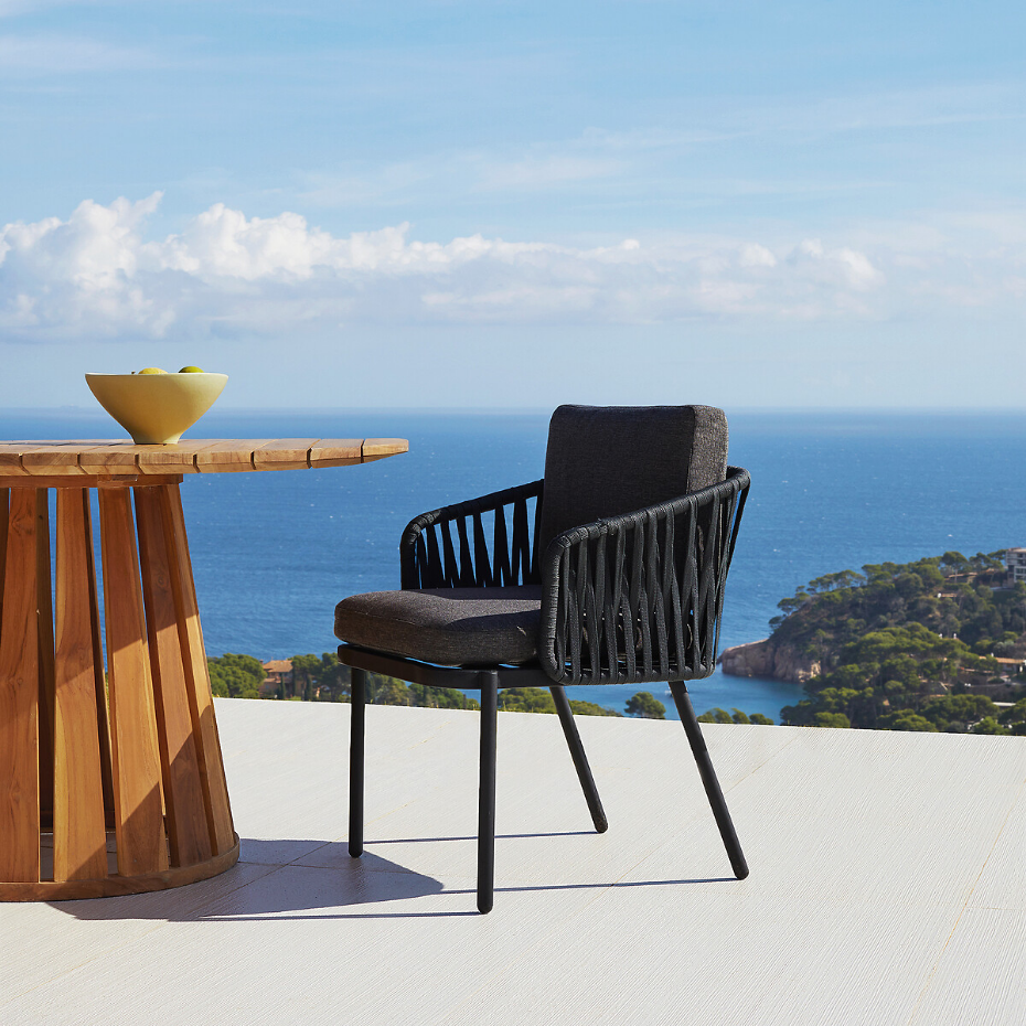 Fauteuil de table en sangles tressées, LEANDRA