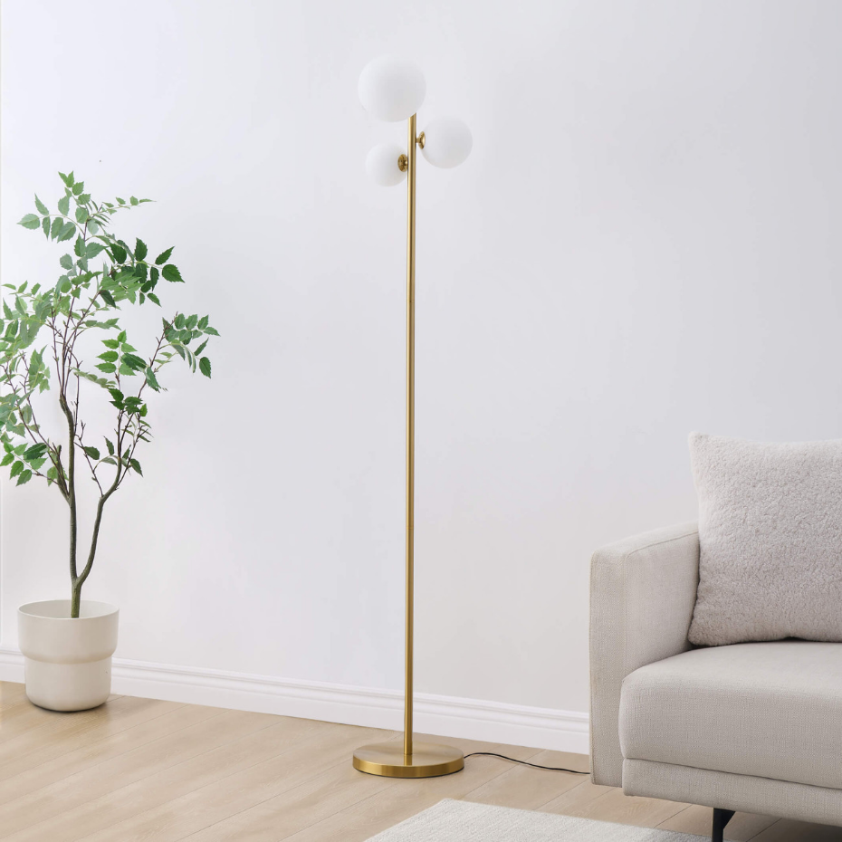 Lampadaire tendance laiton et verre - MELINDA