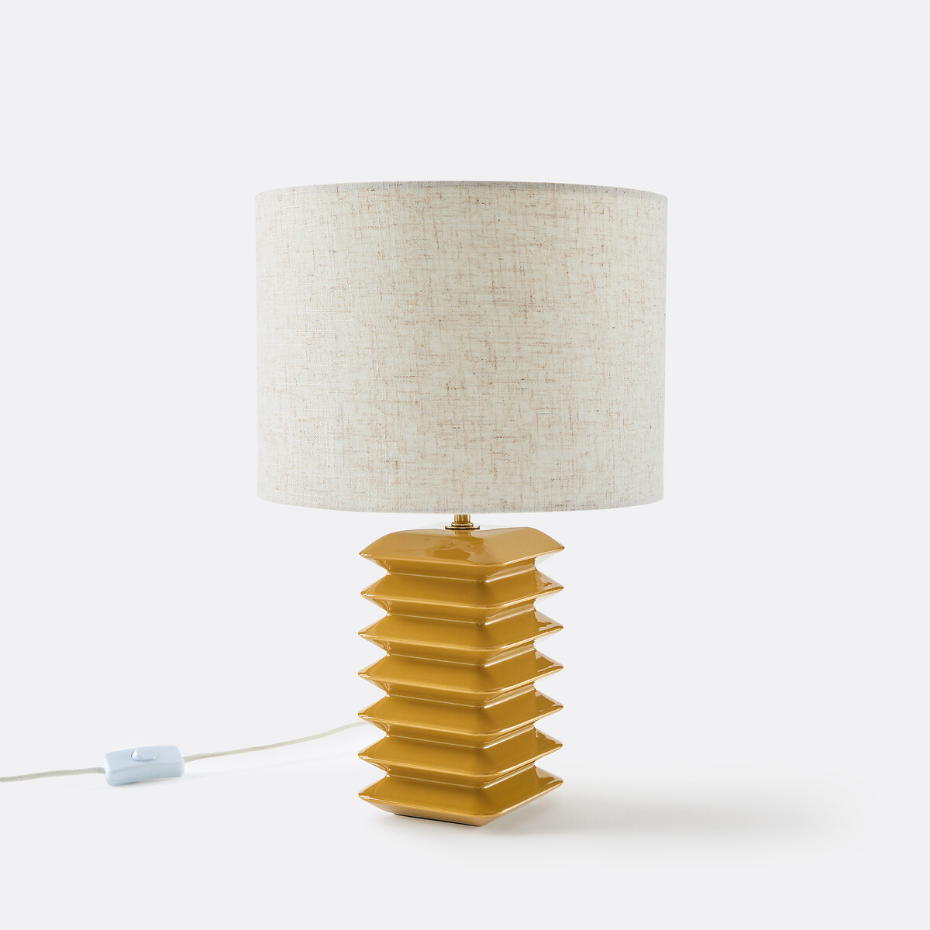Lampe à poser en céramique et lin, Remilo