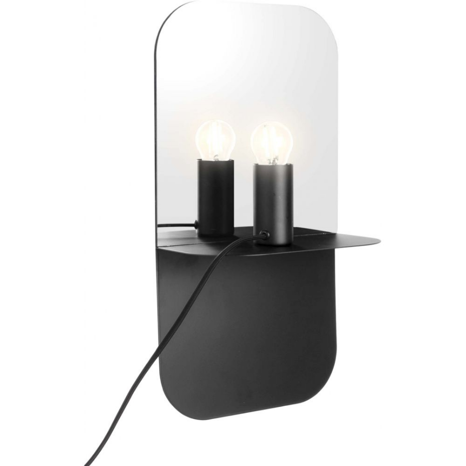 Applique murale avec miroir intégré Plate Noir