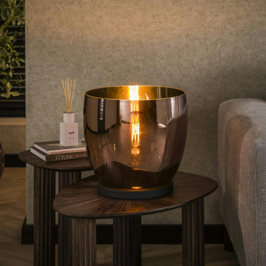 Lampe de salon moderne avec vasque en verre cuivré 32 cm NIAGARA