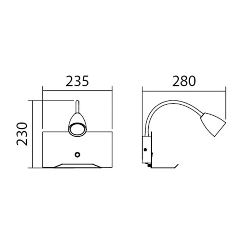 Applique tête de lit Tura métal noir et port USB C