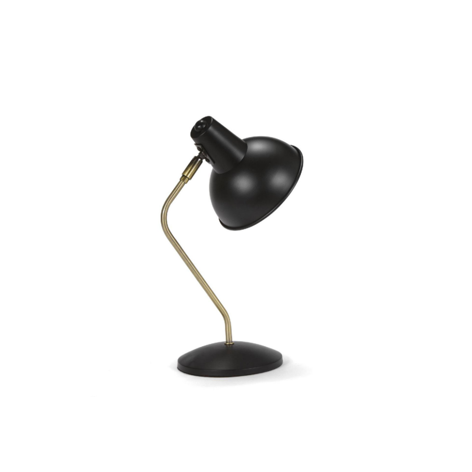 Lampe de bureau métal noir et laiton doré - 20x15x38cm