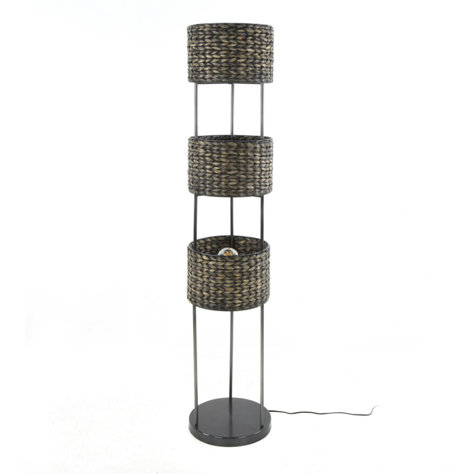 Lampe sur pied en jacinthe d'eau 3 abat-jour TASMANIE
