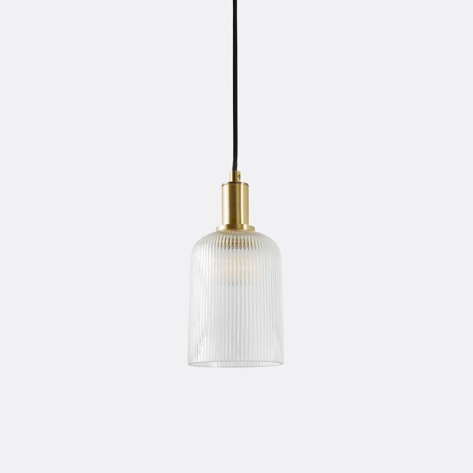 Suspension laiton et verre strié Ø10,9 cm, Bogota