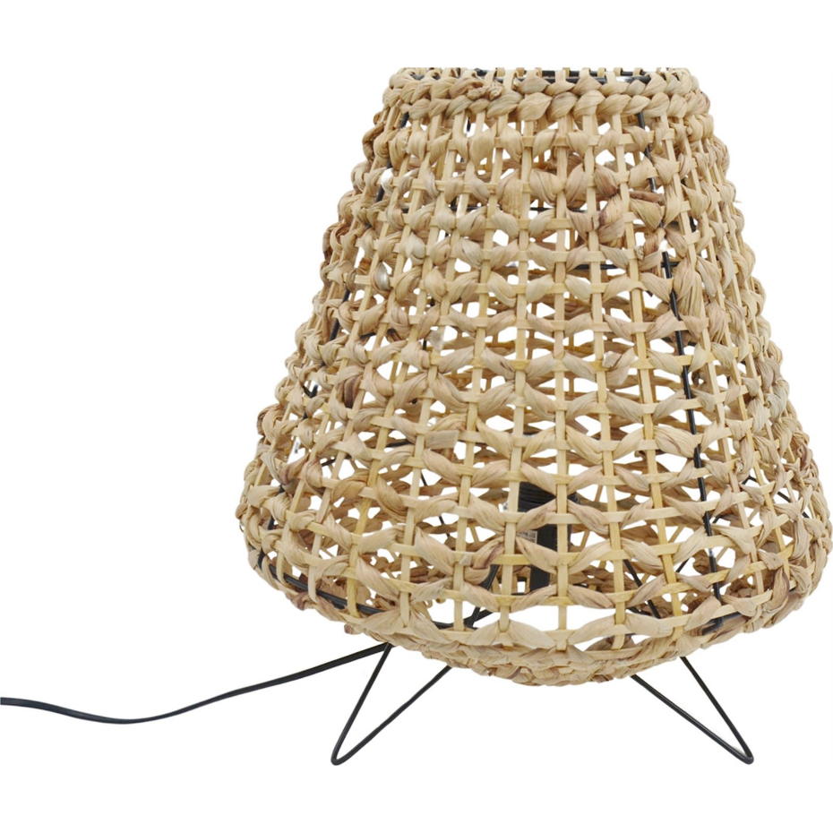 Lampe de table en jacinthe d eau et métal ronde