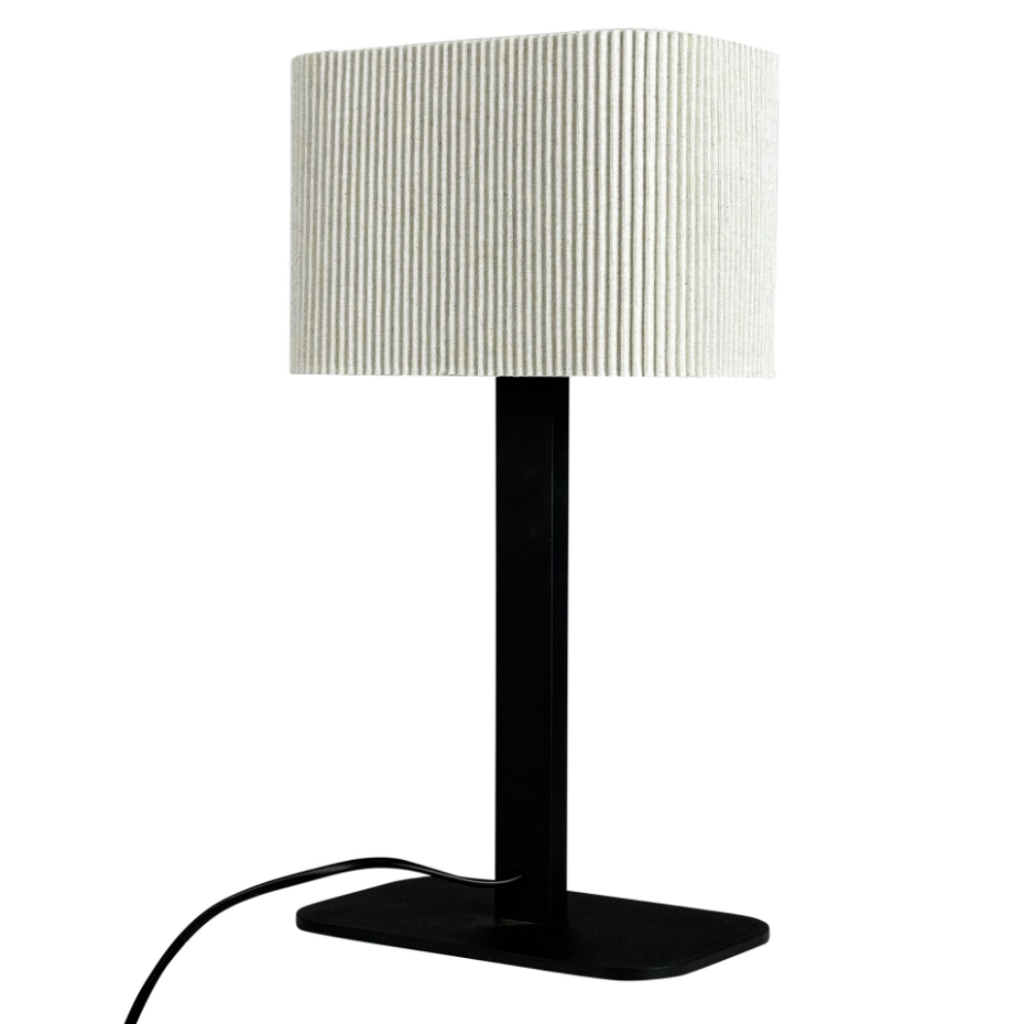Lampe à poser en métal et tissu Noir/Blanc Calix