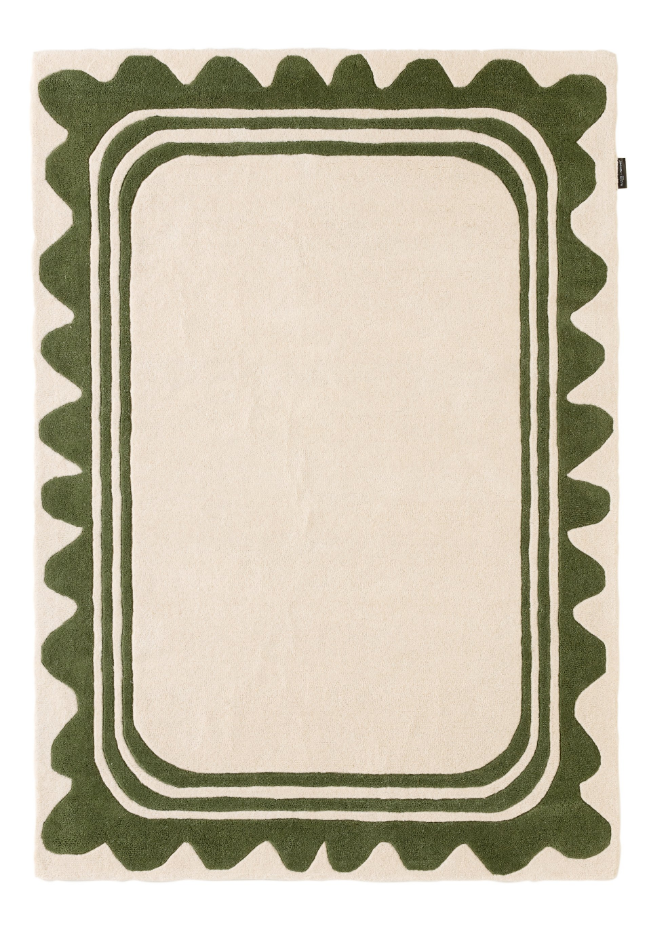 Tapis fait main en laine motif vintage CÈDRE BLANC