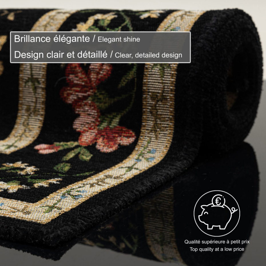 Tapis floral tissé à la machine avec bordure - Flomi