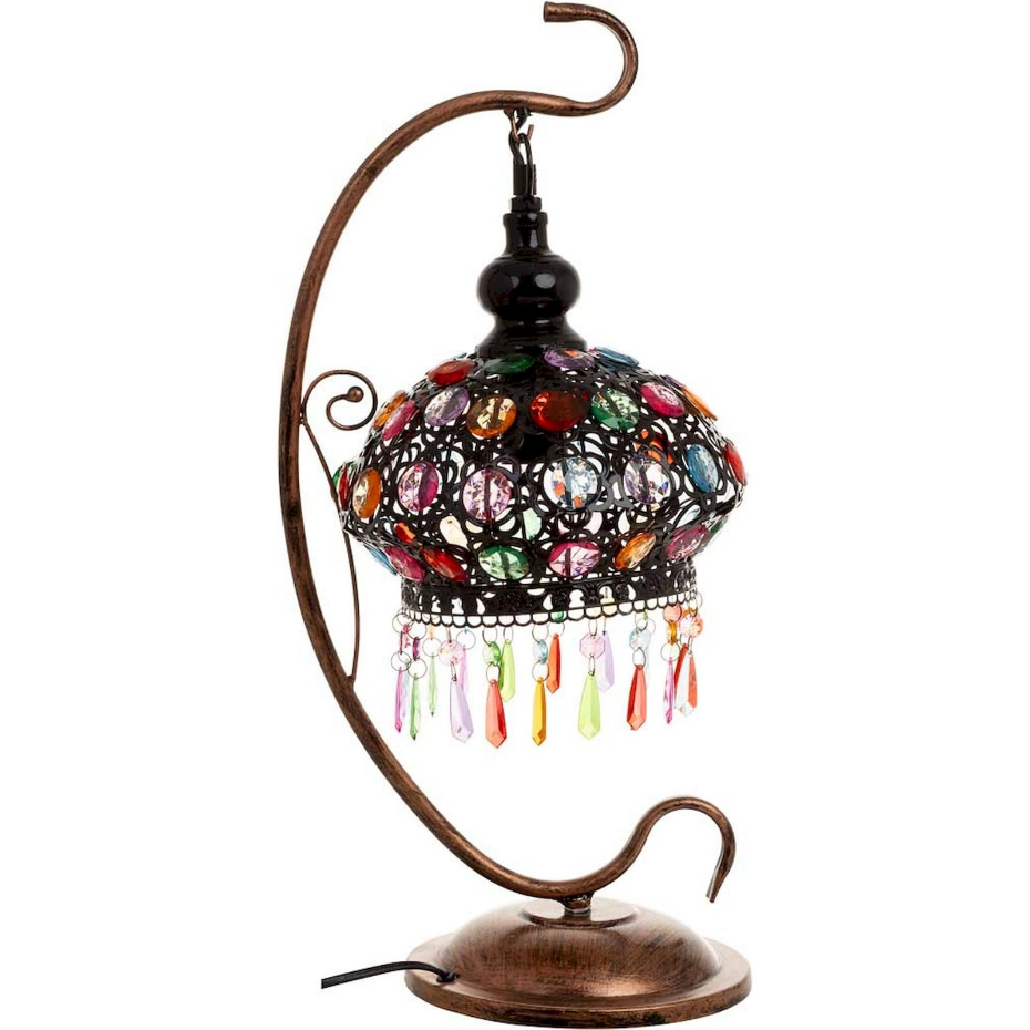 Lampe de table en métal perles colorées style bohème
