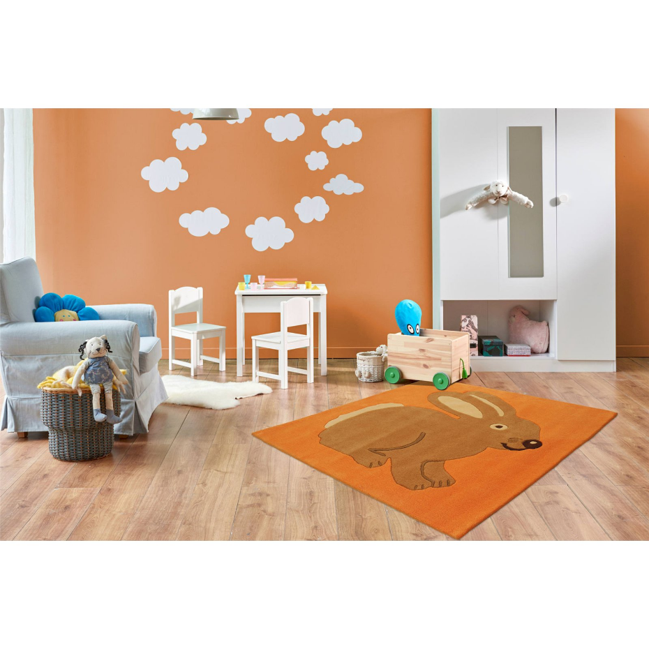 Tapis en modacrylique à motif lapin carré