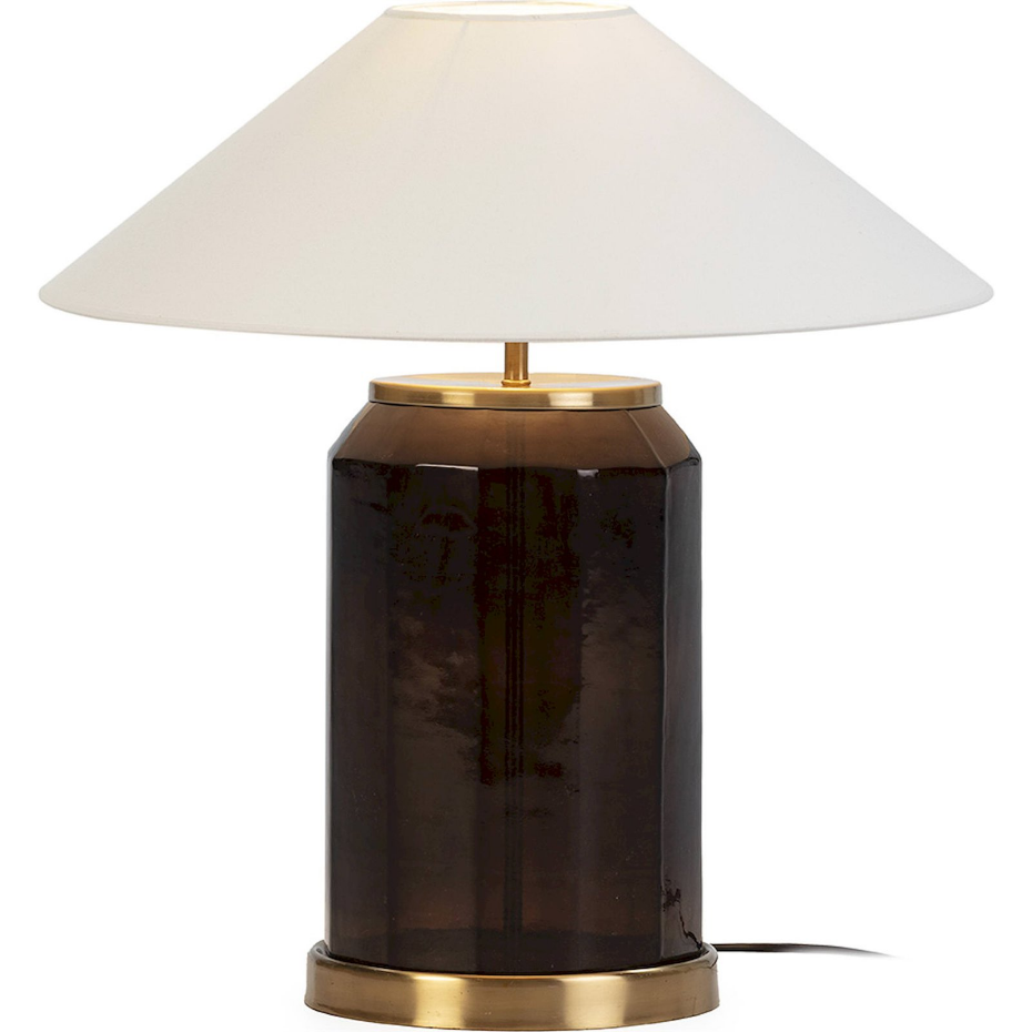 Lampe de table en verre et métal forme carrée