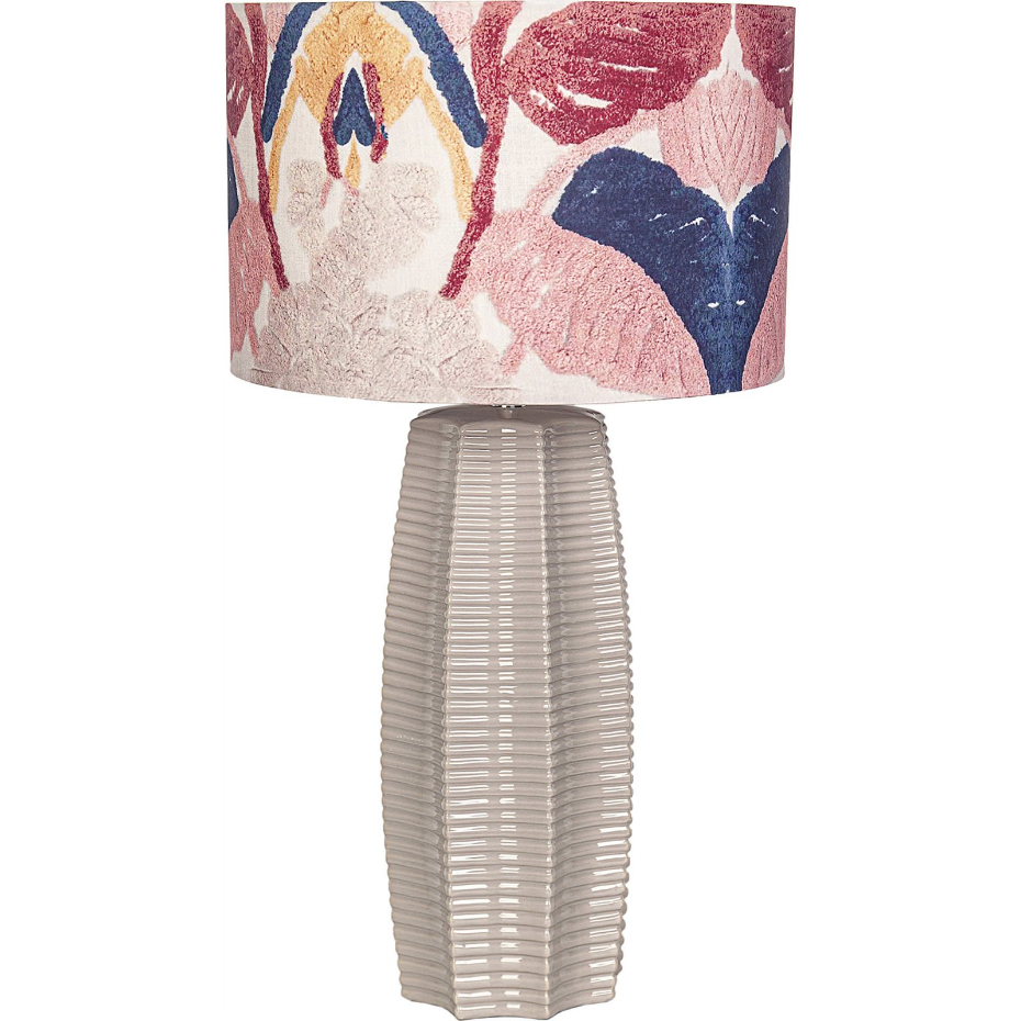 Lampe de salon en céramique ronde abat-jour tissu fleuri