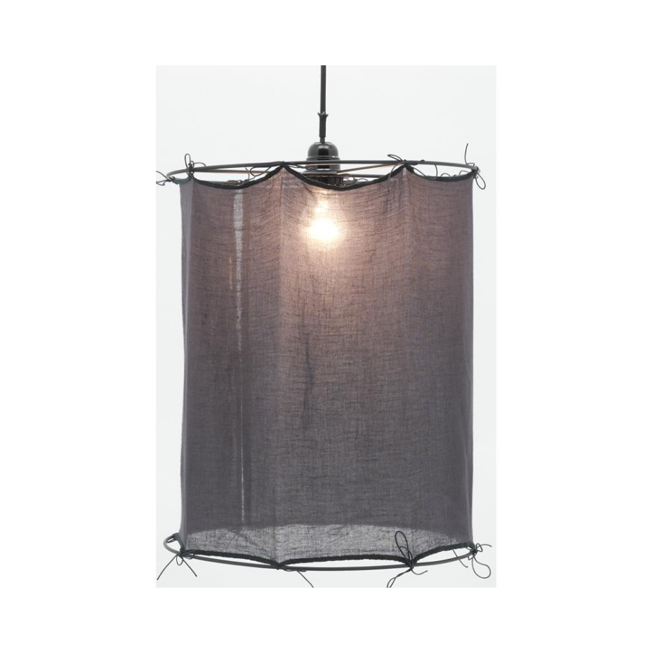 Abat-jour pour suspension en coton Riad Moyen Charbon