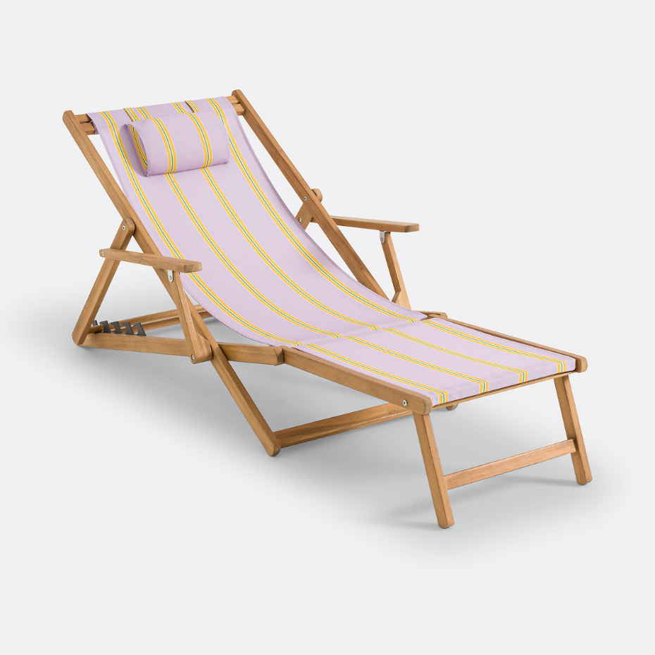 Chaise longue acacia et toile, Veniza