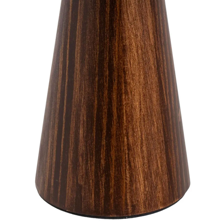 Lampe à poser en bois et abat jour lin beige 16x16x37cm