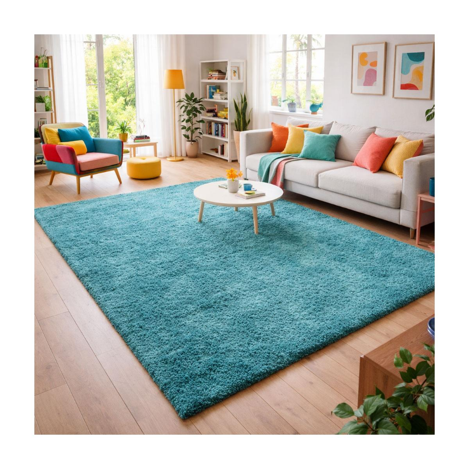 Tapis poils longs shaggy tissé motif uni UNI L