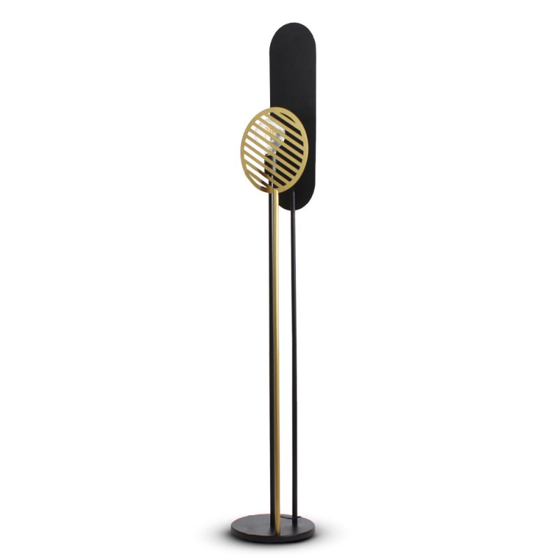 Lampadaire Totem Métal Or Et Noir Martelé