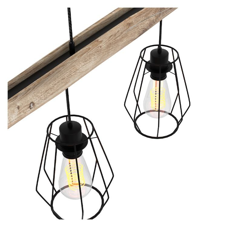Suspension en bois et métal 4 lampes - CLOTILDE
