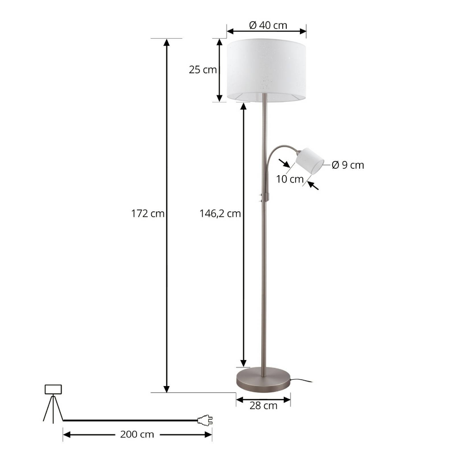 Lampadaire en métal moderne, Jaileen