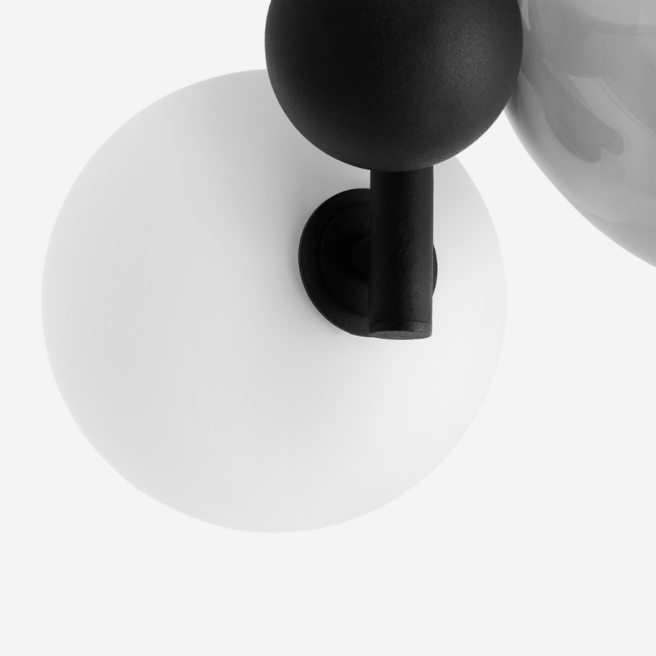 Plafonnier suspension verre fumé/métal, Bullesco
