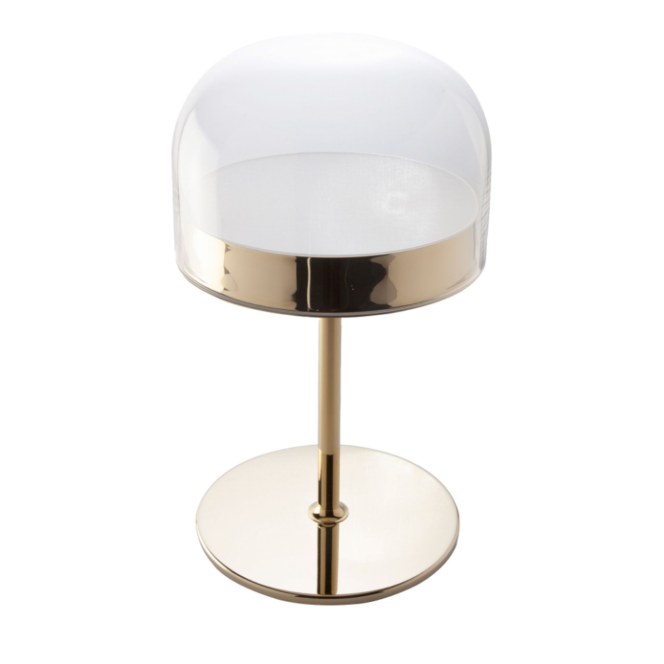 Lampe de bureau en acier et verre transparent