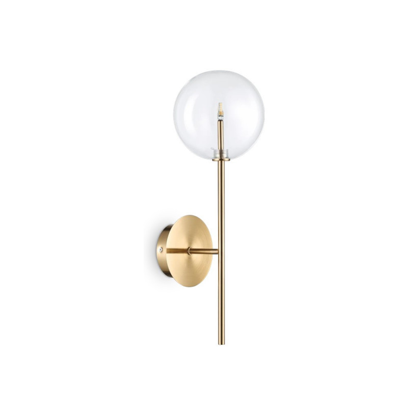Grande applique laiton brossé 1 globe transparent Equinoxe