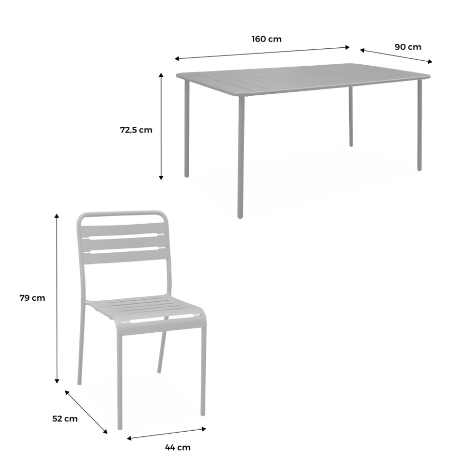 Table de jardin métal + 8 assises AMÉLIA