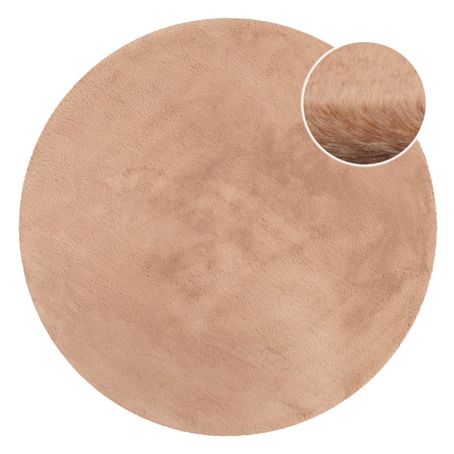 Tapis salon rond doux sensation peau de lapin ,  Anna