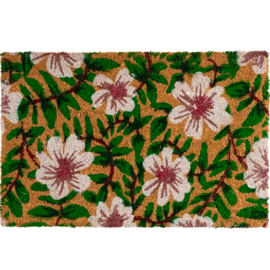 Paillasson coco fleuri 60x40x1.5cm
