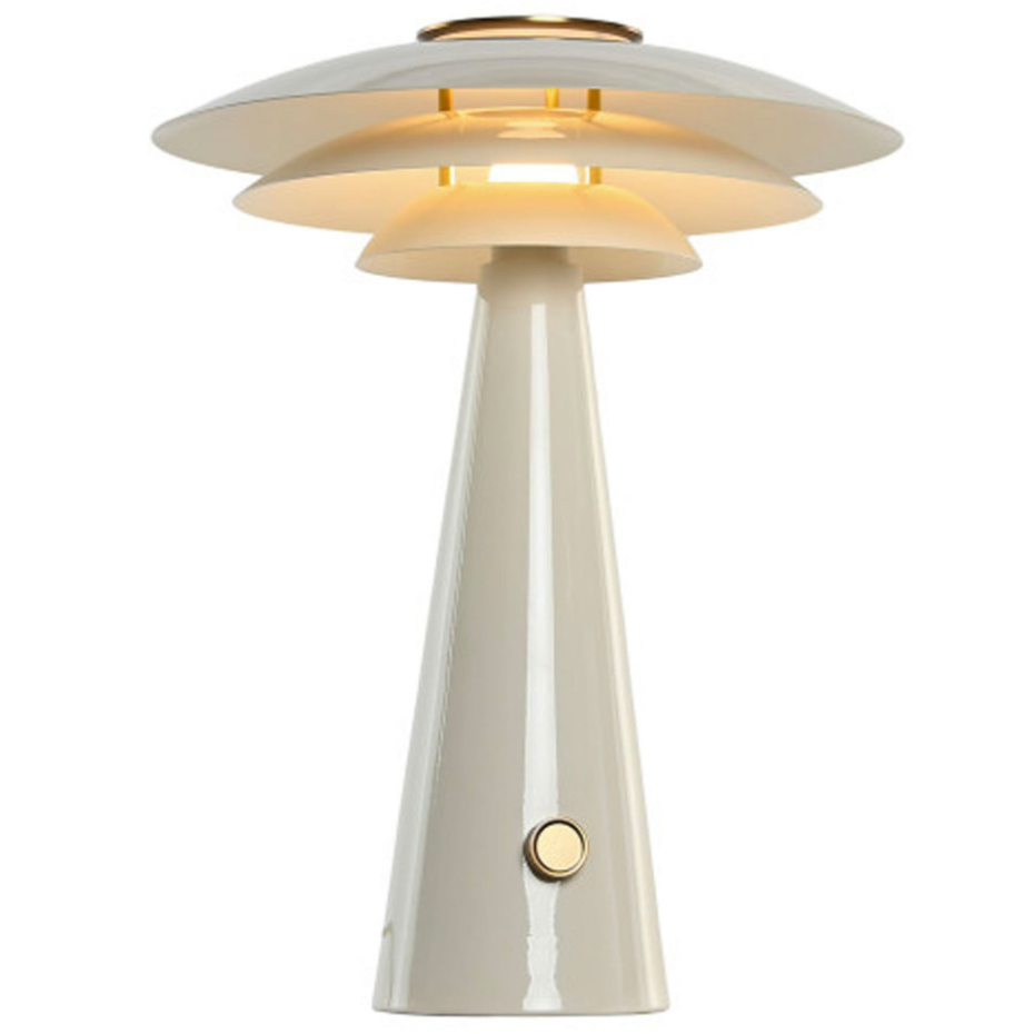 Lampe à poser rétro métal blanc et doré 38x38x50cm