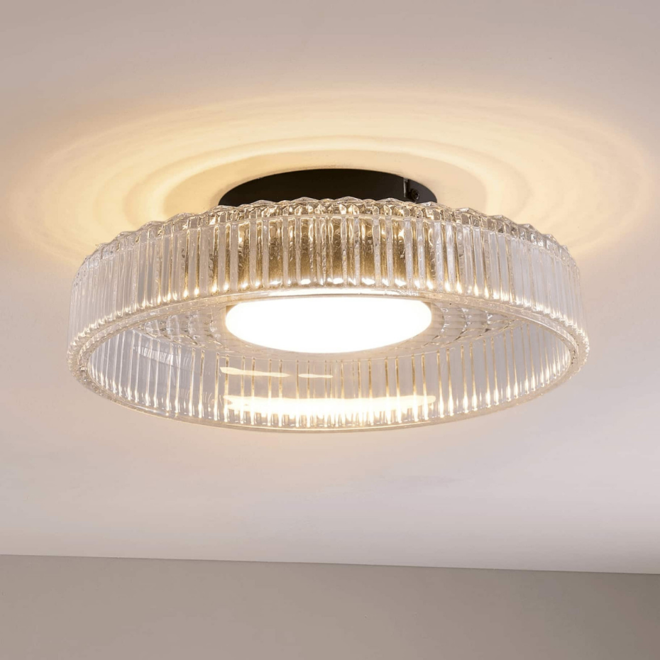 Plafonnier LED verre strié moderne - DAMIAN