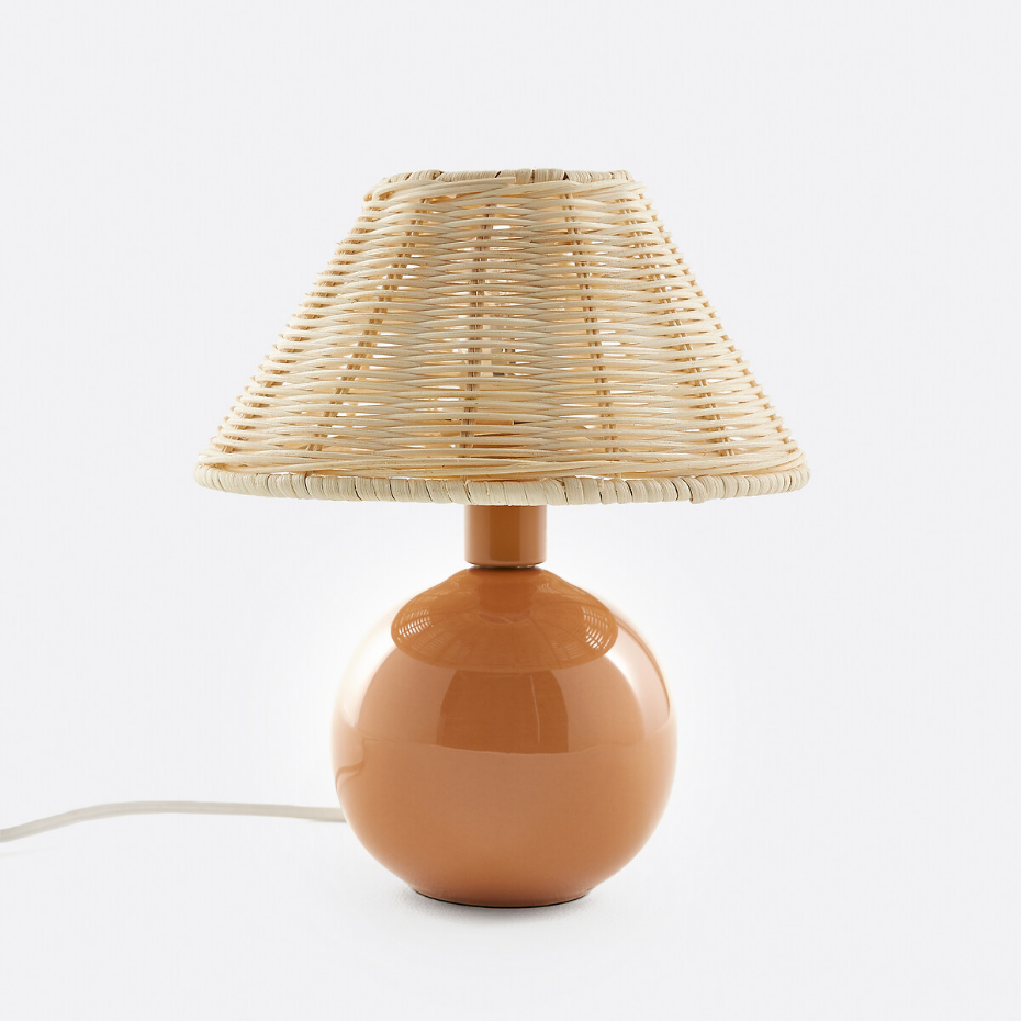 Lampe à poser céramique et rotin, Alios
