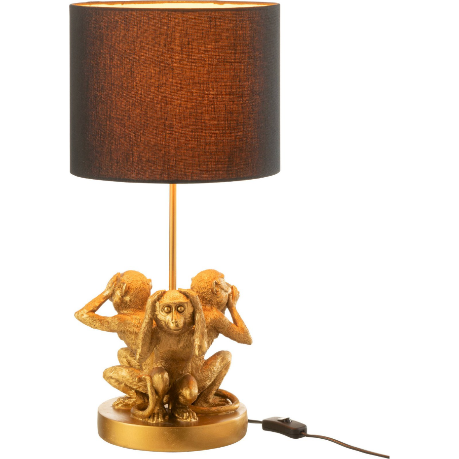 Lampe de table en résine motif singe avec abat-jour