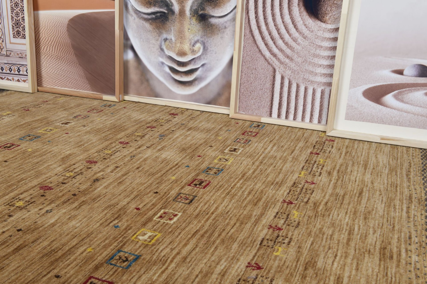 Tapis salon gabbeh Lori Dream Gold tissé main