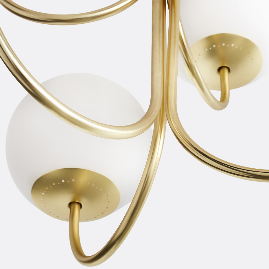 Suspension laiton et verre opaline, Moricio