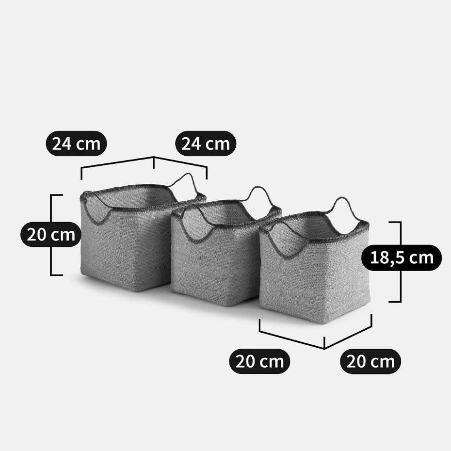 Lot de 3 paniers aux contours et biais colorés, KOTUM