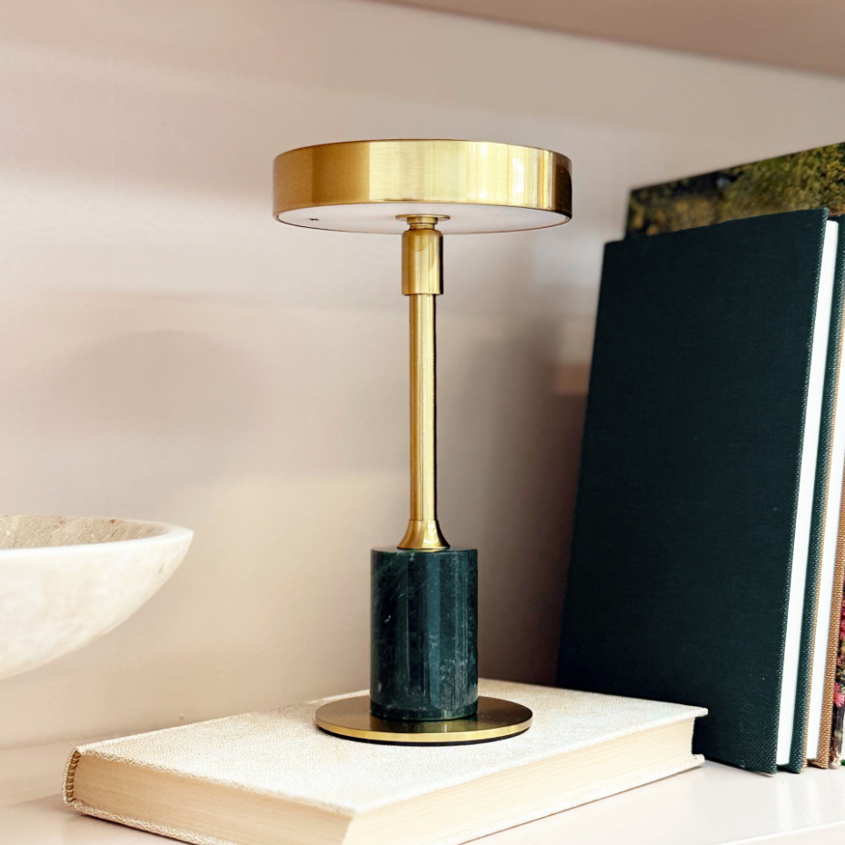 Lampe à poser LED Starlight chrome, marbre blanc
