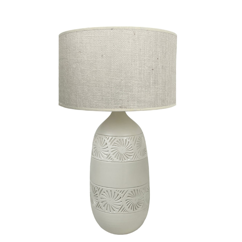 Lampe en terre cuite avec abat-jour jute, KÉO MAYA